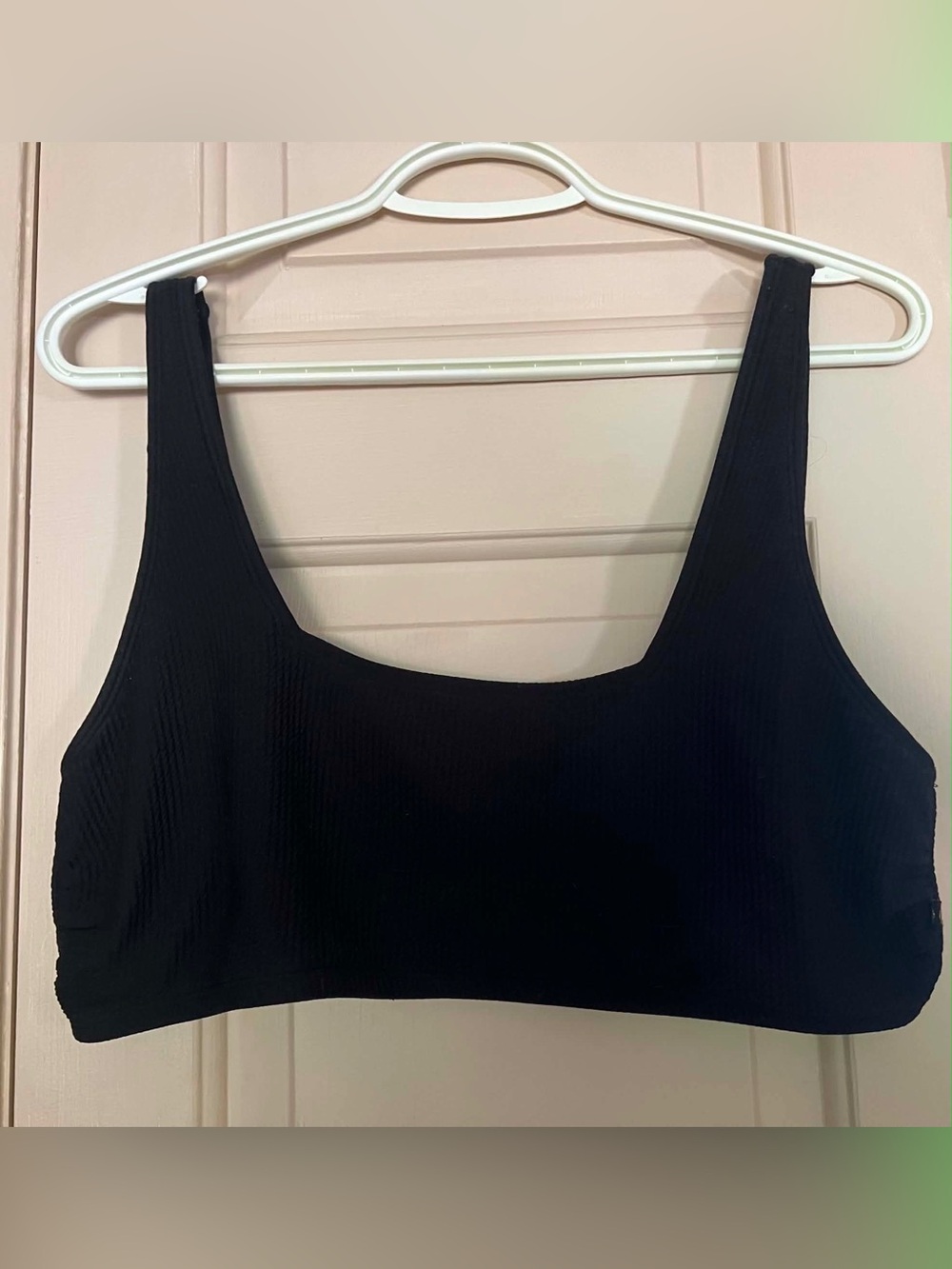 Black La Vie En Rose Ribbed Scoop Neck bikini top